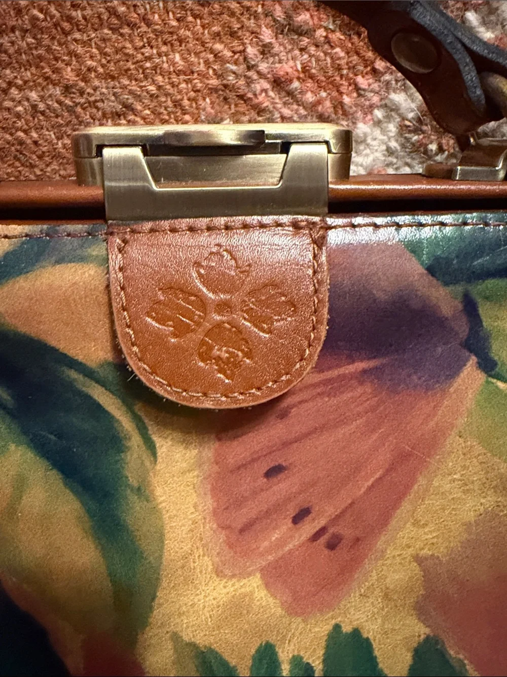 Patricia Nash Gracchi Watercolor Leather Satchel Purse Crossbody Handbag